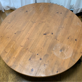 丸テーブル　木目　木材
