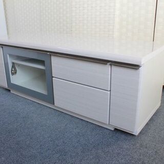 ニトリ ローボード ポスティア 幅125 フラップ扉 光沢木目 ホワイト