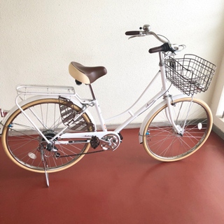 【ネット決済】値下げ！26インチ自転車　白　シマノ製6段変速