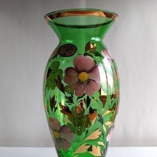 ボヘミアグラス　花瓶　チェコスロバキア　未使用