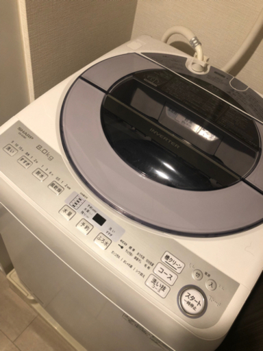 美品！シャープ 全自動洗濯機8kg ES-GV8D-S 20000円