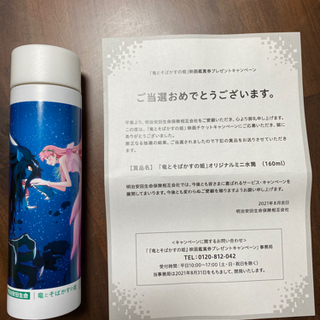 【ネット決済】龍とそばかすの姫の水筒 当選した商品です。