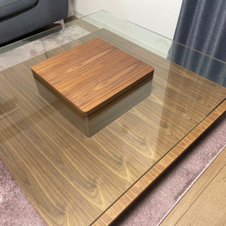 【ネット決済】ガラス　センターテーブル　100×100×35