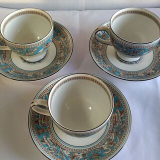 WEDGWOOD 　ウエッジウッド　フロレンティーンターコイズ　カップ＆ソーサー3客　未使用