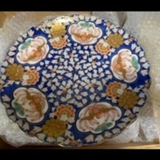 有田焼 幸楽窯 献上手古伊万里 鳳凰 三つ足 盛器 径29.5cm 中古品