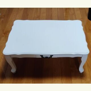  ローテーブル　コーヒーテーブル　折り畳み可能 ホワイト　白　ラ...