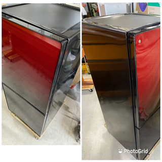 お値下げしました‼️2016年製 ユーイング 110L ガラストップ2ドア冷蔵庫（ざくろレッド）【右開き】UING UR-FG110J-R(0811c)