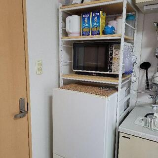 冷蔵庫ラック キッチンラック ナチュラル×ホワイト 収納