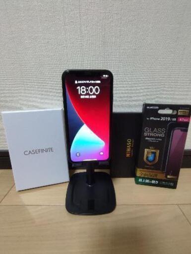 iPhone XR 128GB black SIMフリー （バッテリー90％）ケース、フィルム、スタンド付き