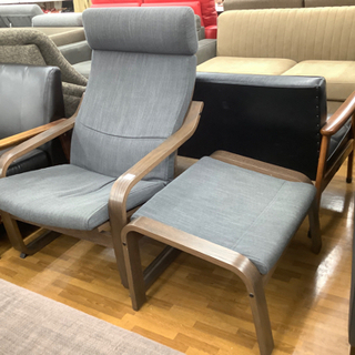 オットマン付アームチェア IKEA 1人掛け ダークブラウン POANG