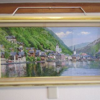 ジクレー◆ 小田切 訓 『 ハルシュタット 』5/100 大判■ キャンバス / 額装品 ◆ 絵画 作家 ■ オーストリア 世界遺産 直筆サイン ジクレー◇ 小田切 訓 『 ハルシュタット 』5/100 大判□ キャンバス