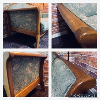 ☑️ヤフオk売約済み　希少極上カリモクターコイズ二人掛けソファー&テーブル クリニング済エスハウス