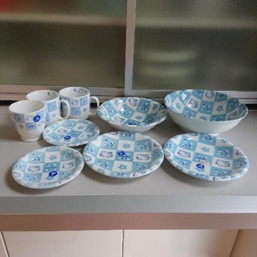 新品 お皿 小皿 丼 お椀 コップ 湯呑み マグカップ ハローキティ 9点