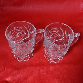 薔薇のカットのペアグラス