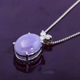 Pt900/850 ラベンダー翡翠・ダイヤモンド ネックレス 品番n20-366