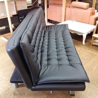 ニトリ　3WAYソファベッド　ブラック　レザー NITORI ニトリ ブラック 3Wayソファーベッド Nシールド ロック