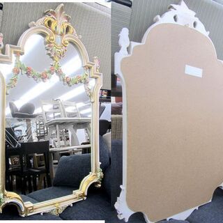 イタリア家具 飾り鏡/ウォールミラー ロココ調 壁掛け式 大判鏡 78×128cm 札幌市北区屯田 - 売ります・あげます