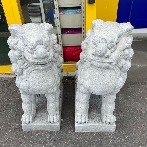 【ジモティ特別価格】石灯竜 狛犬 こまいぬ 石像 庭石 観賞石 オブジェ セット