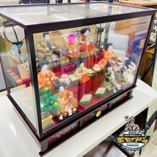 ガラスケース入　ひな人形　3段飾り 引き取り限定】雛人形 ひな人形 3段 ガラスケース 在銘