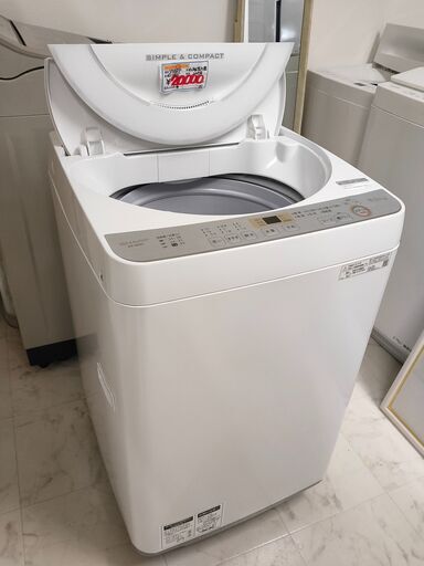 ■中古品 SHARP シャープ 6.0kg 洗濯機 ES-GE6C-W 2019年製◎