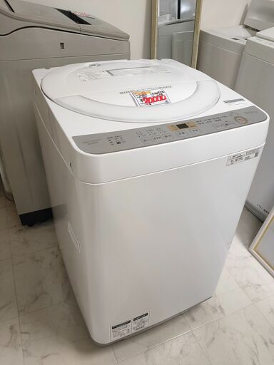 ■中古品 SHARP シャープ 6.0kg 洗濯機 ES-GE6C-W 2019年製◎
