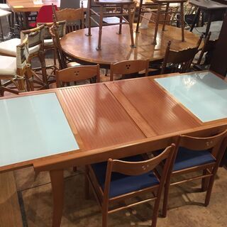 【愛品館市原店】伸縮ガラスダイニング5点セット【愛市IDS】
