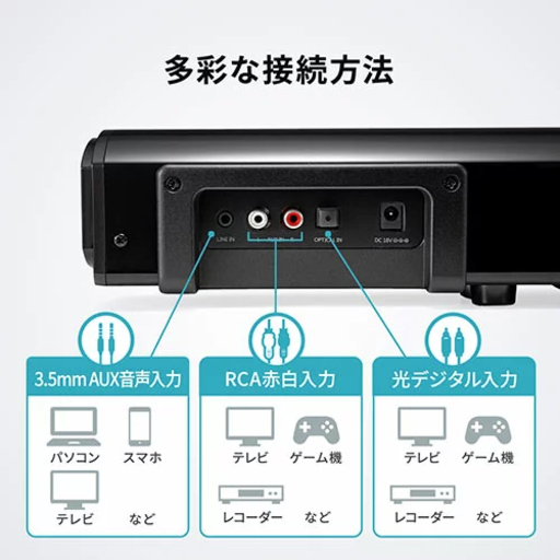 サウンドバースピーカー Bluetooth サブウーハー搭載 2.1chサウンドバー