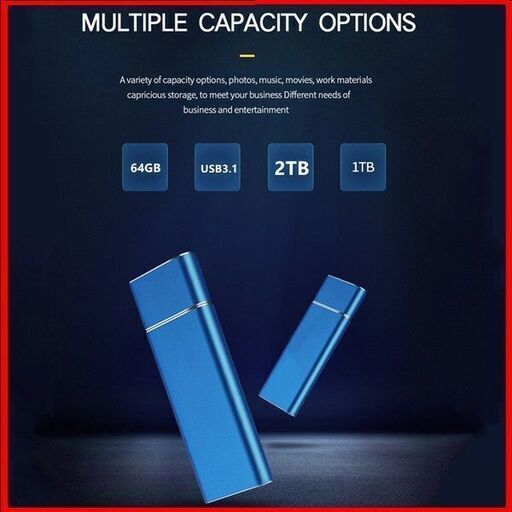 ポータブルSSD 2TB ブルー 新品未使用