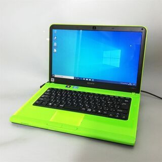 新品高速SSD 蛍光緑 中古美品 Windows10 14型ワイド SONY VPCCA3AJ 