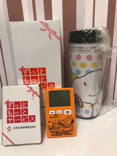 値下げ スヌーピータンブラー キッチンタイマー おーちゃん 秋川のノベルティグッズの中古あげます 譲ります ジモティーで不用品の処分