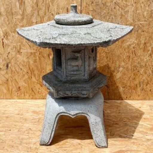 石灯篭 高さ90㎝ 5段 庭石 観賞石 日本庭園 オブジェ 時代物 　①/SL1
