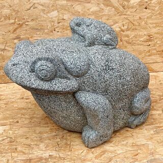 石灯篭 カエル 蛙 全長68㎝ 重さ約200kg位 庭石 観賞石 日本庭園 オブジェ 時代物 　②/SL1