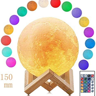 【新品未使用】 16色タッチ切替、リモコン付き 月のランプ 3D...