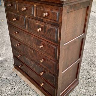 美品【北海道民芸家具 6段9杯 整理箪笥 引き出し収納家具】 北海道民芸家具 整理タンス 箪笥 チェスト 収納 引出し 6段 9杯