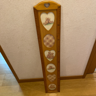 【ネット決済】木製　フォトフレーム付き　身長計
