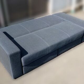 NITORI/ニトリ 布張りソファベッド タキノウ3 GY 収納付き グレー 中古