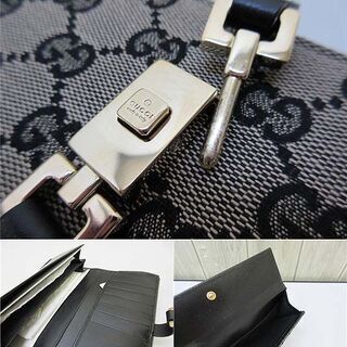 ss2683　未使用品　グッチ　長財布　GGキャンバス×レザー　ブラック 　GUCCI　ジャッキー金具　札入れ　カード入れ付き 　ポケット多め　サイフ　金具式