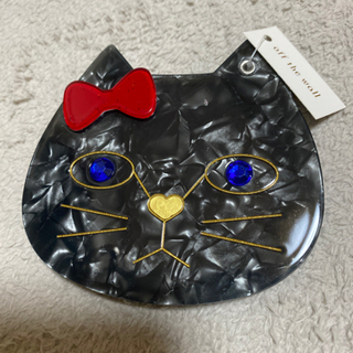 【ネット決済・配送可】鏡 ミラー 黒猫 コンパクトミラー