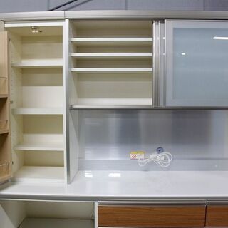 パモウナ IDC大塚 高級キッチンボード 幅160 全ブルモーション レンジボード Pamouna 食器棚 中古家具 店頭引取歓迎 R3910)