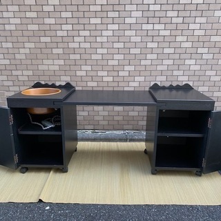 逸品 貴重 煎茶道具 御園棚 立礼棚 銅丸炉 銅おとし 野々田式風炉型電熱器付♪ 点茶盤裏千家淡々斎好写天然木野点