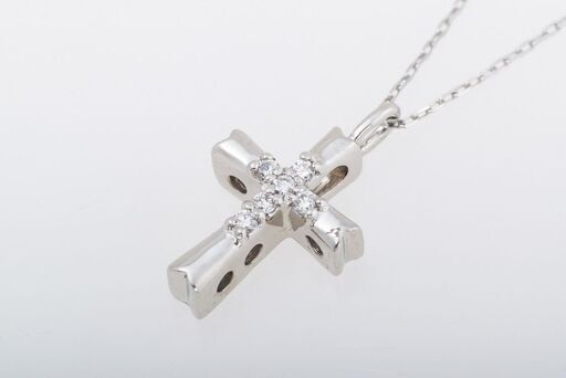 Pt900/850 ダイヤモンド ネックレス (クロスモチーフ) 品番n20-401