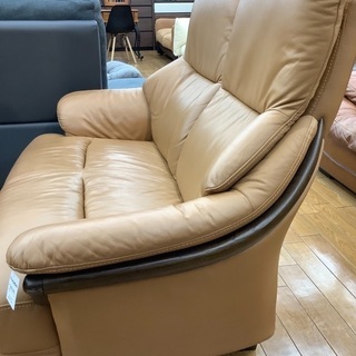 2人掛けソファー ブラウン 合皮 幅113cm 高さ93cm 奥行85cm