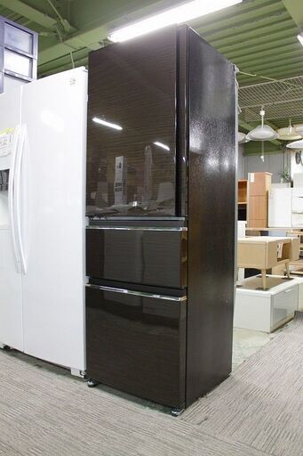 三菱 3ドア冷凍冷蔵庫 365L 自動製氷 左開き MR-CX37AL-BR1 グロッシーブラウン 2017年製 MITSUBISHI 冷蔵庫 中古家電 店頭引取歓迎 R3936)