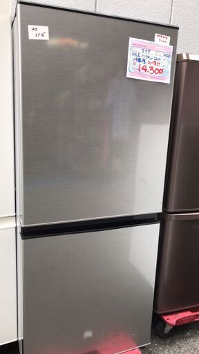☆中古 激安！！￥14,300！！ AQUA　アクア　126㍑2ドア　ノンフロン冷蔵庫　2020年製　幅476ｍmｘ奥行557ｍmｘ高さ1160ｍm　AQR-J13J（S）形　【SH008】