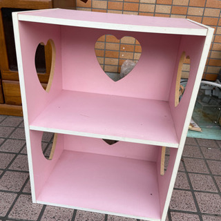 💓ハート穴 二段ボックス ピンク