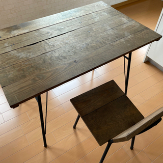 【決まりました】MOKUZAN 森谷木材　テーブル&チェア2脚セット