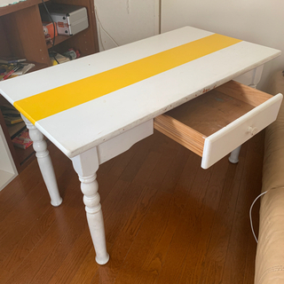 テーブル　机　おしゃれ　黄色　白