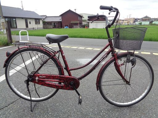 grass hopper 婦人用軽快車 26インチ 黒赤マーブル (90)