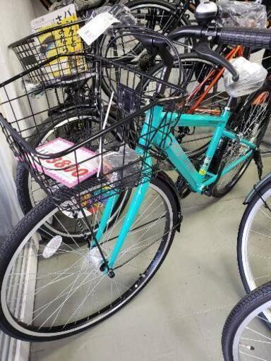 (♢﻿8)自転車 軽快車(ママチャリ) 新車 26インチ エメラルドグリーン 6段変速 オートライト付き