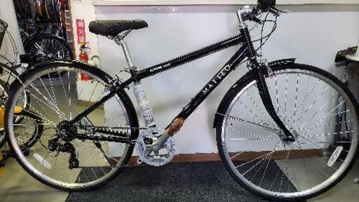 (x♤﻿Q)自転車 クロスバイク 新古車 ブラック オートライト・前後フェンダー付き